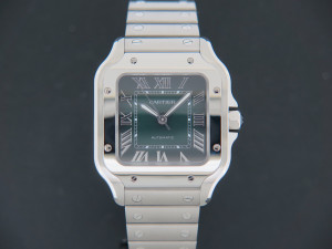 Cartier Santos Medium Steel Green Roman Dial NEW WSSA0061