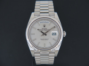 Rolex Day-Date 40 White Gold Silver Tapestry Dial 228239