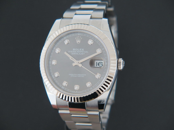 Rolex - Datejust 41 Rhodium Diamond Dial NEW 126334