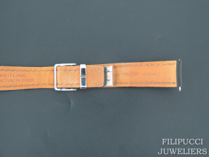 Breitling Black Leather Strap 20-18 mm with folding clasp