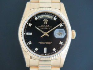 Rolex Day-Date Yellow Gold Black Diamond Dial 18238  