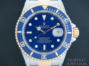 Rolex Submariner Date Gold/Steel  Blue Dial 16613  