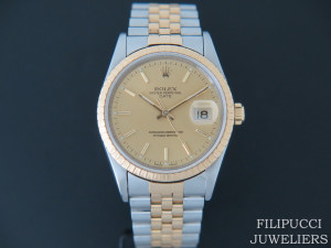 Rolex Date Gold/Steel 15233 Champagne Dial 