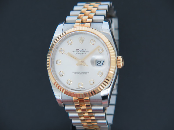 Rolex - Datejust Gold/Steel Silver Diamond Dial 116233