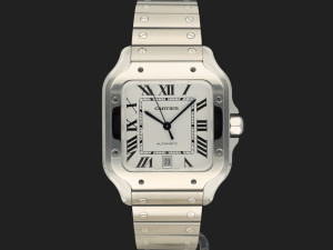 Cartier Santos Large Date Steel Roman Dial WSSA0018 NEW