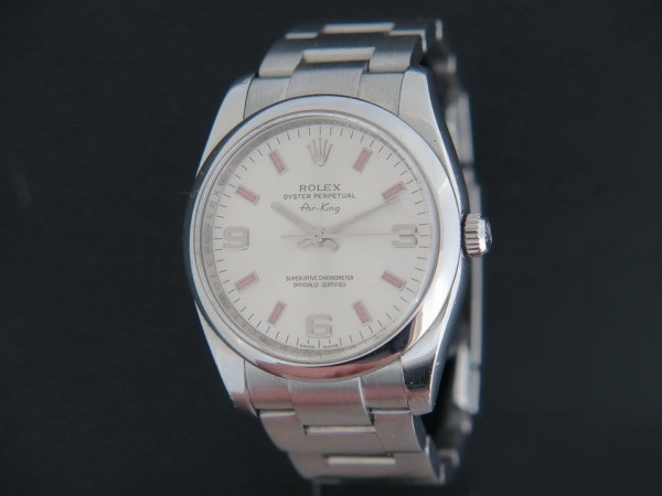 Rolex - Air-King 3 6 9 Silver Dial pink index 114200 