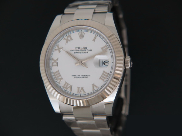 Rolex - Datejust 41 White Roman Dial NEW  126334