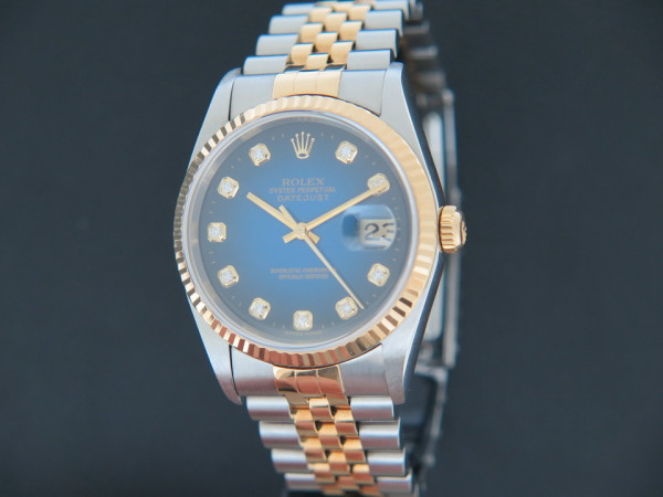Rolex - Datejust Gold/Steel 16233 Blue Vignette Diamond Dial 