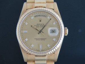 Rolex Day-Date Yellow Gold Champagne Diamond Dial 18238