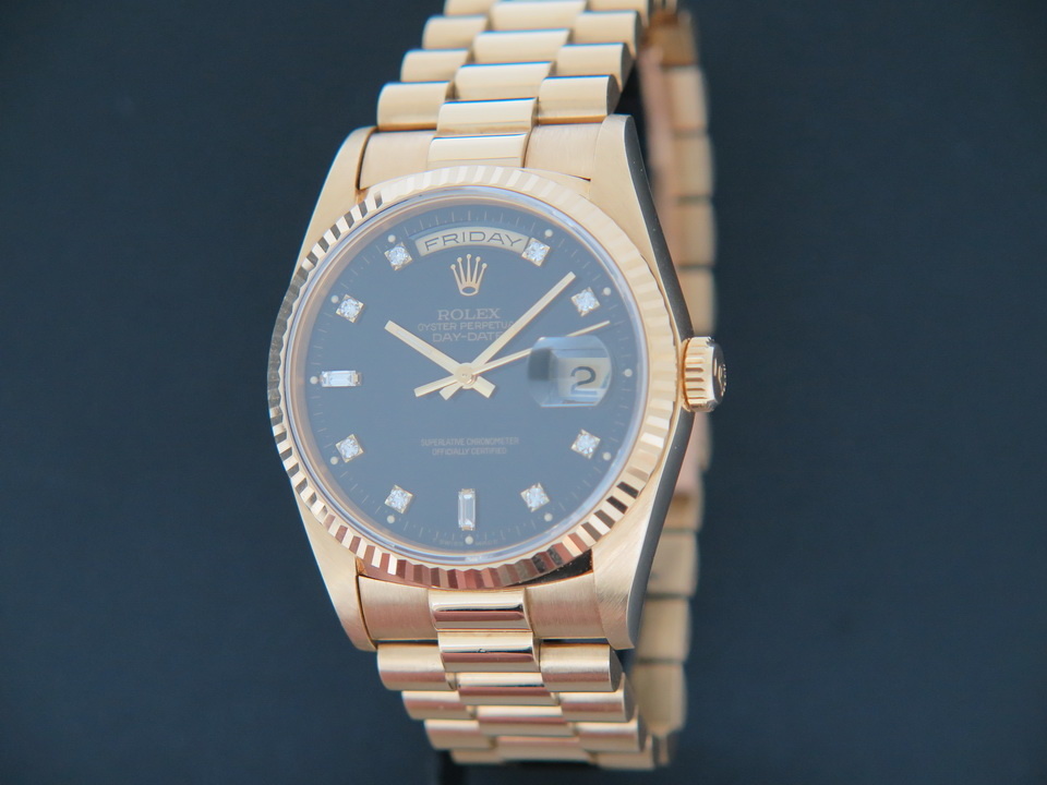 Rolex Day-Date Yellow Gold Black Diamond Dial 18238