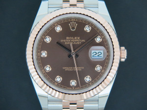 Rolex Datejust 41 Everose/Steel Choco Diamond Dial NEW 126331