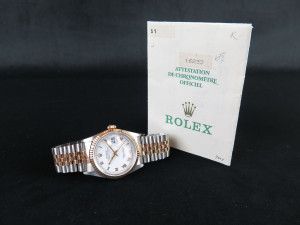 Rolex Datejust Gold/Steel White Roman Dial 16233