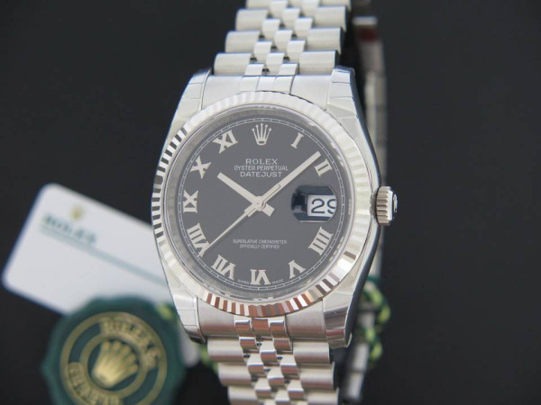 Rolex - Oyster Perpetual Datejust Black Roman Dial NEW
