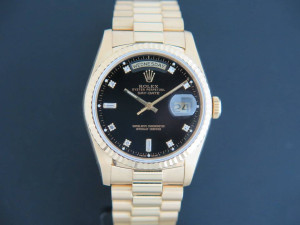 Rolex Day-Date Yellow Gold Black Diamond Dial 18238  