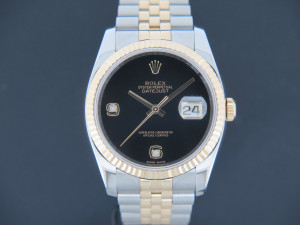 Rolex Datejust Gold/Steel Onyx Diamond Dial 116233