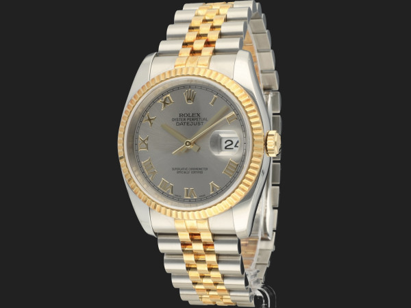 Rolex - Datejust Gold/Steel Grey Roman Dial 116233