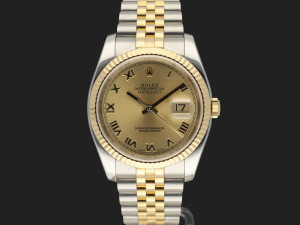 Rolex Datejust Gold/Steel Champagne Roman Dial 116233