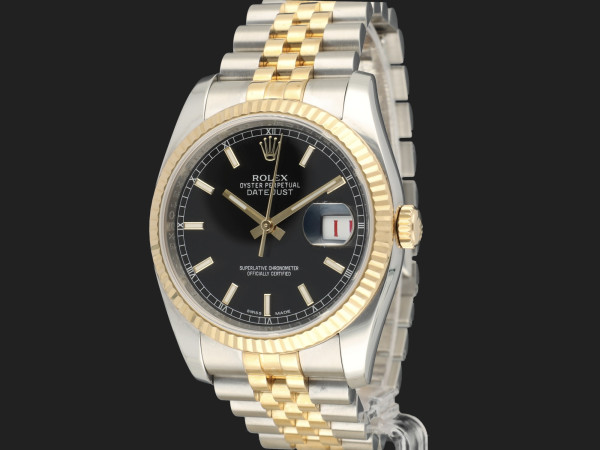Rolex - Datejust 36 Gold/Steel Black Dial 116233
