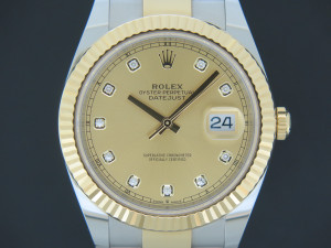 Rolex Datejust 41 Gold/Steel Champagne Diamond Dial 126333
